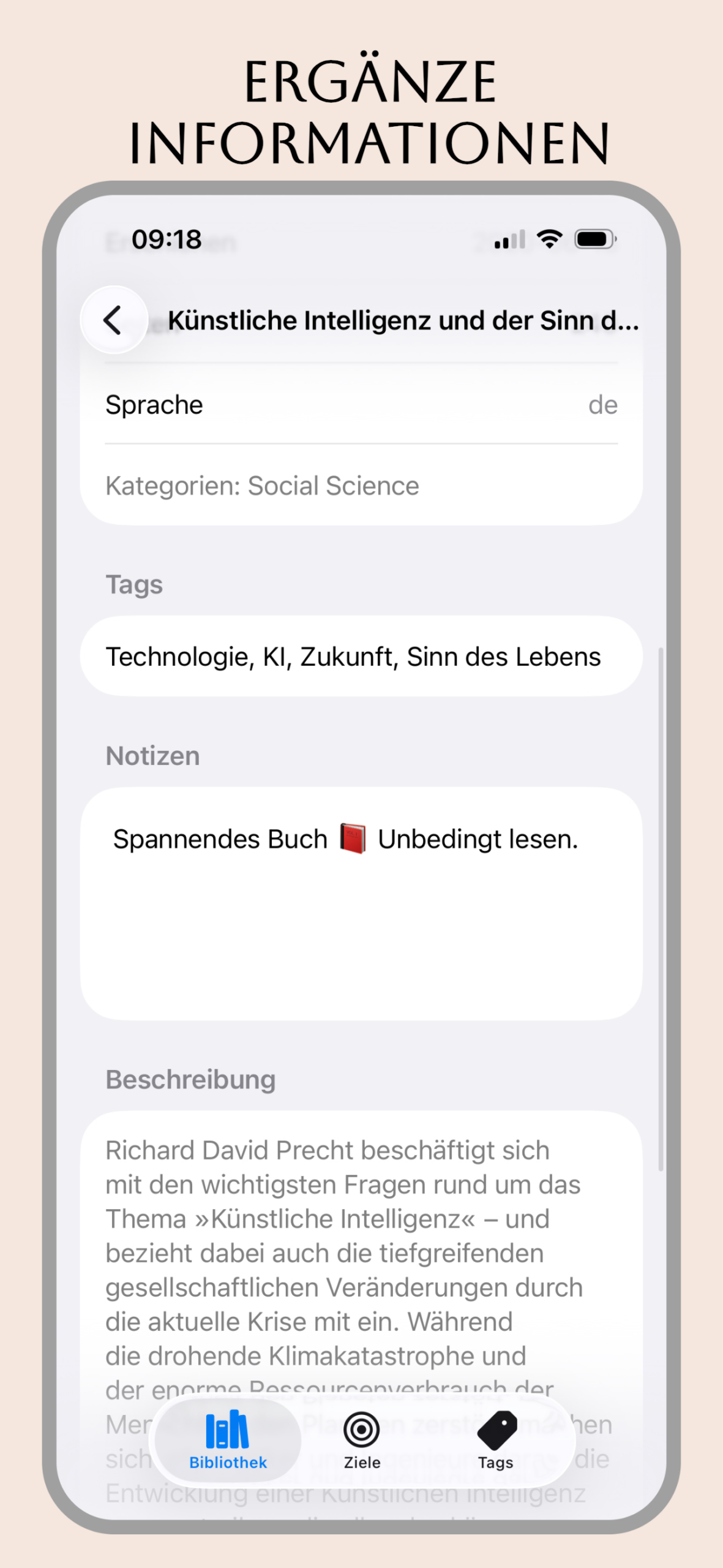 Ergänze #Tags und Notizen